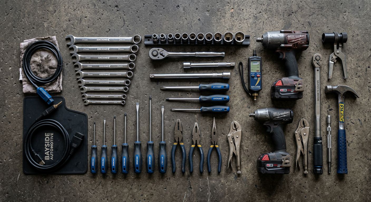 Log book servicing tools and equipment at BPS Automotive in Mordialloc
